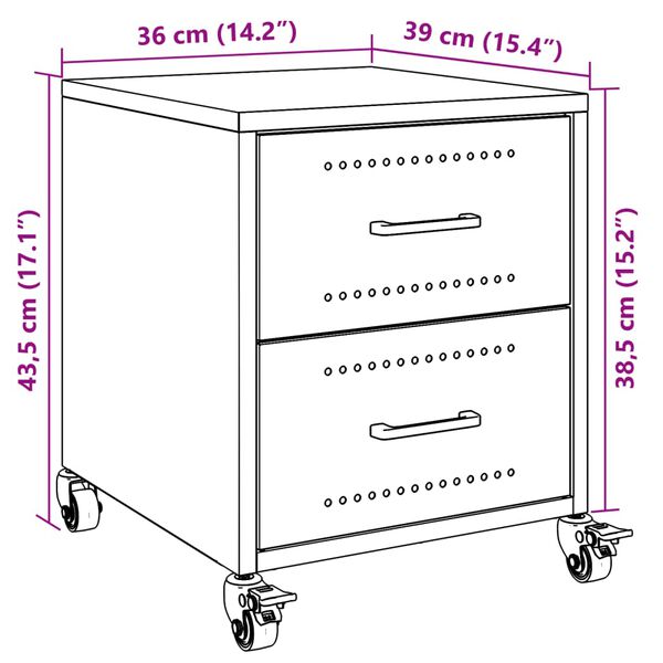 vidaXL Κομοδίνο Μουσταρδί 36x39x43,5 εκ. από Χάλυβα