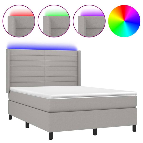 vidaXL &Kappa;&rho;&epsilon;&beta;ά&tau;&iota; Boxspring &mu;&epsilon; &Sigma;&tau;&rho;ώ&mu;&alpha; & LED &Alpha;&nu;.&Gamma;&kappa;&rho;&iota; 140x190&epsilon;&kappa;. &Upsilon;&phi;&alpha;&sigma;&mu;ά&tau;&iota;&nu;&omicron;
