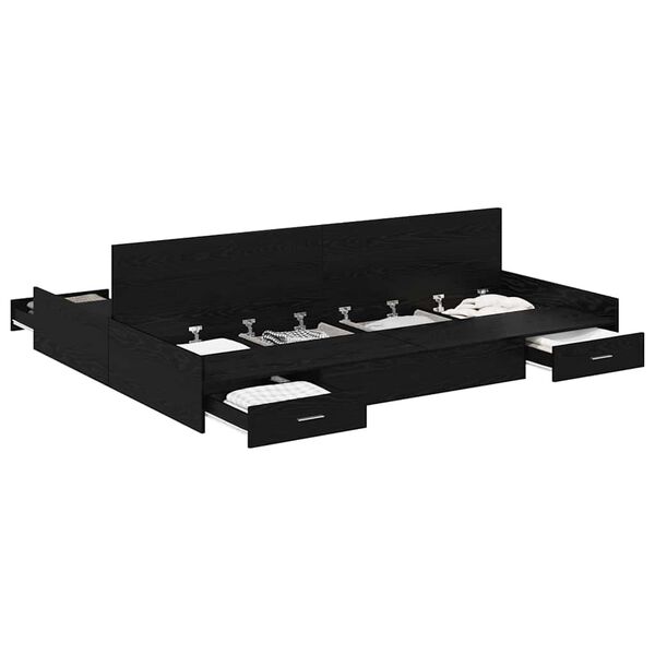 vidaXL Κρεβάτι με αποθηκευτικό χώρο με συρτάρι Μαύρη Οξυά 135 x 190 cm