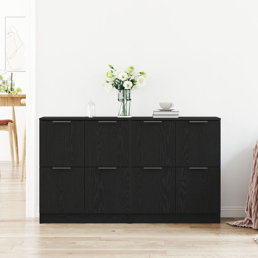 vidaXL Μπουφέδες 2 τμχ Μαύρο Δρυς 60x30x70 εκ Επεξεργασμένο Ξύλο