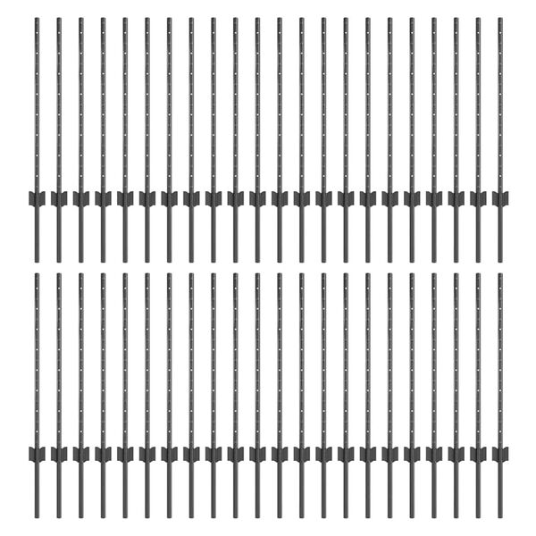 vidaXL Πό posts φράχτη 44 pcs Γκρι 120 cm Ατσάλι