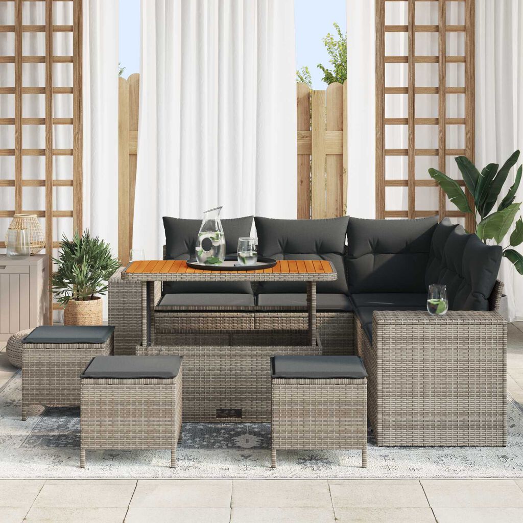vidaXL Σετ Καναπέ Κήπου 9 pcs Γκρι συνθετικό ρατάν