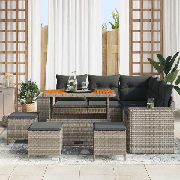 vidaXL Σετ Καναπέ Κήπου 9 pcs Γκρι συνθετικό ρατάν