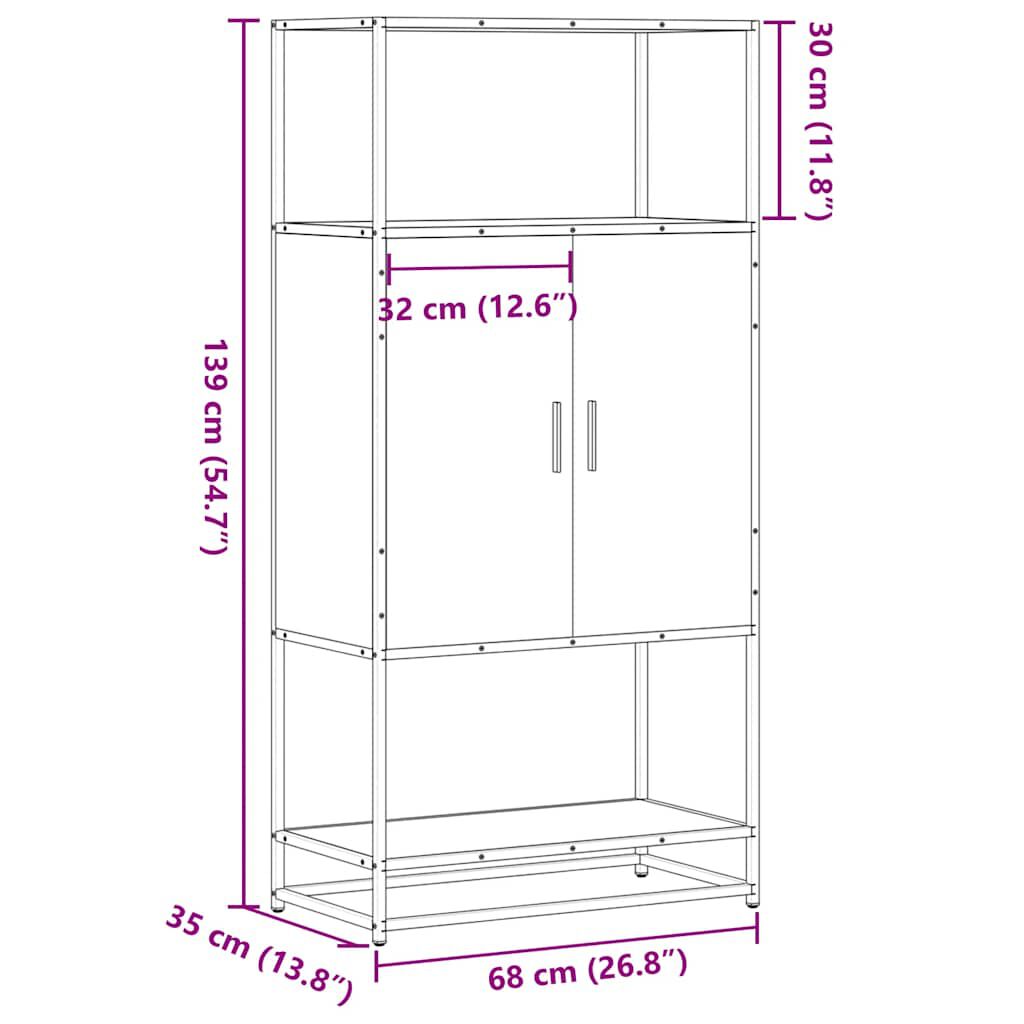 vidaXL Highboard καφέ δρυς Κατασκευασμένο ξύλο και μέταλλο