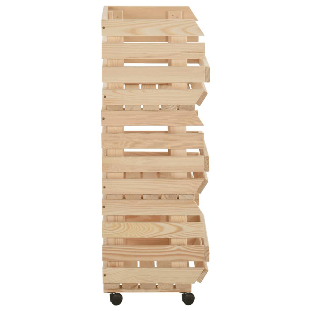 vidaXL Τρόλεϊ Λαχανικών 37 x 30 x 80 εκ. από Μασίφ Ξύλο Πεύκου