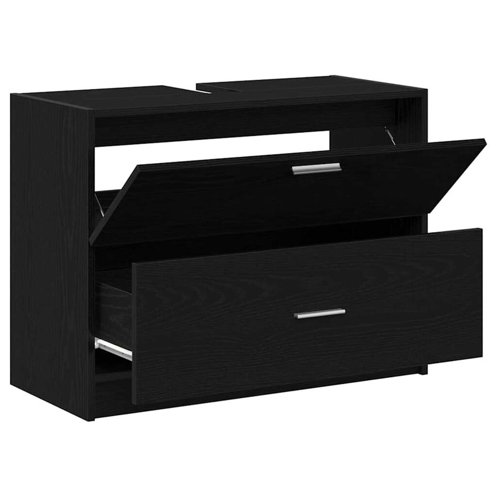 vidaXL Ντουλάπι Νεροχύτη Μαύρη Οξυά 78 x 37 x 59 cm Επεξεργασμένο ξύλο