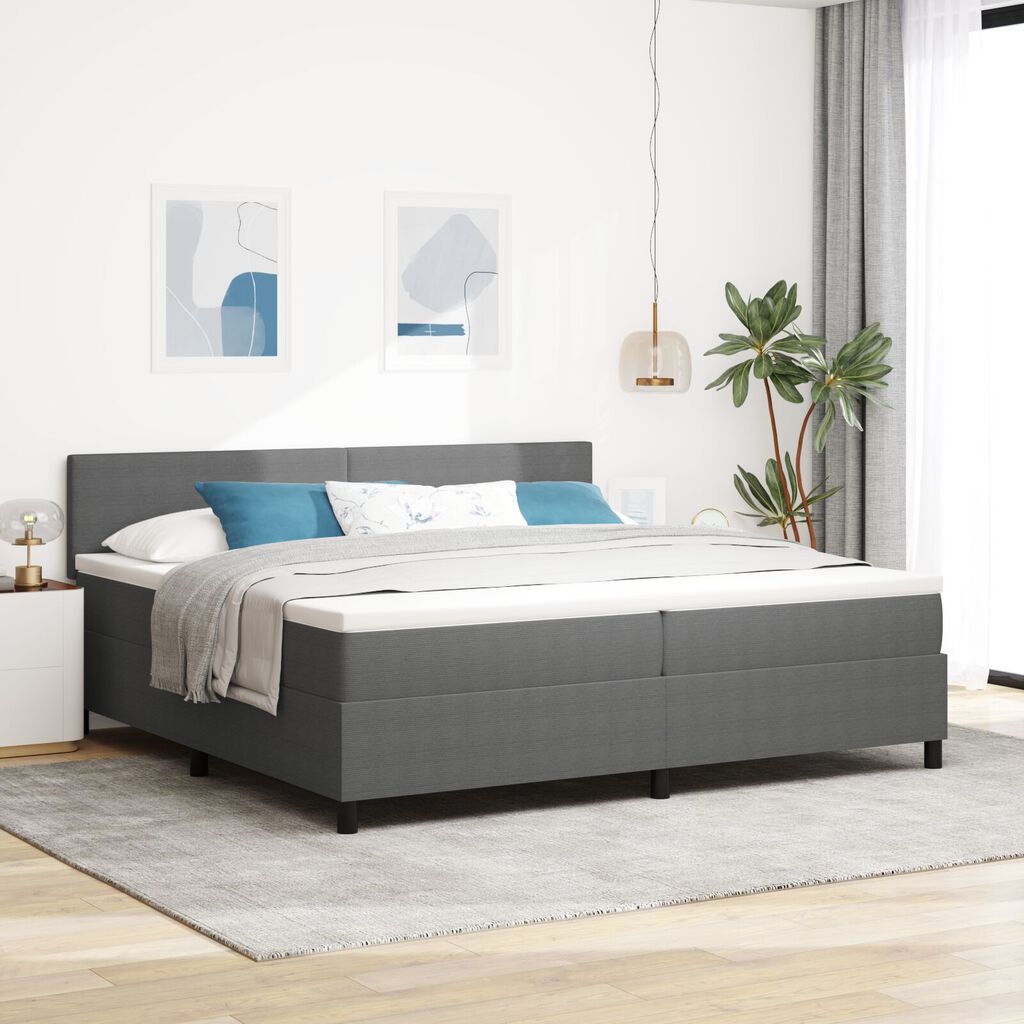 vidaXL Κρεβάτι με Ελατήριο και Στρώμα Light Grey 200x200 εκ Ύφασμα Βελούδου