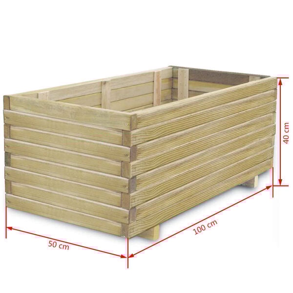 vidaXL Ζαρντινιέρα Υπερυψωμένη Ορθογώνια 100 x 50 x 40 εκ. Ξύλινη