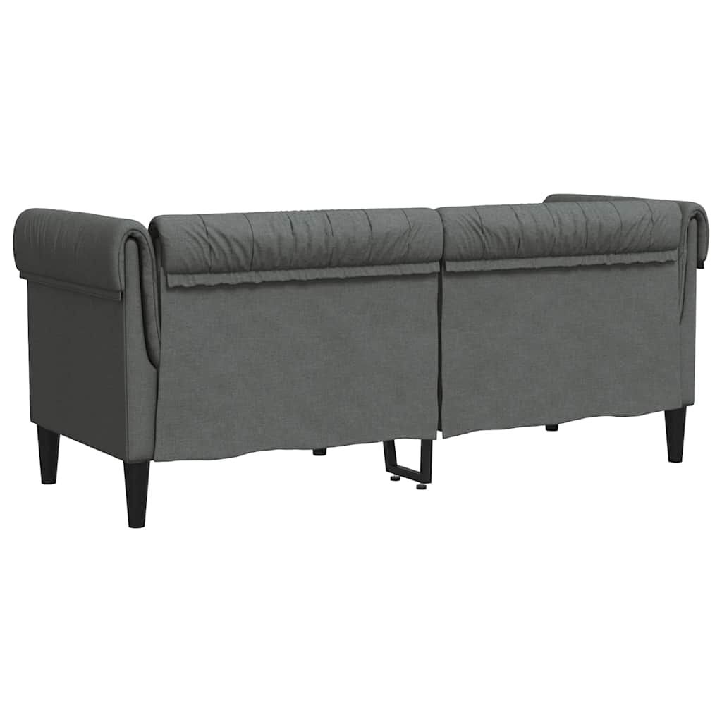 vidaXL Καναπές Διθέσιος Chesterfield Σκούρο Γκρι Υφασμάτινος