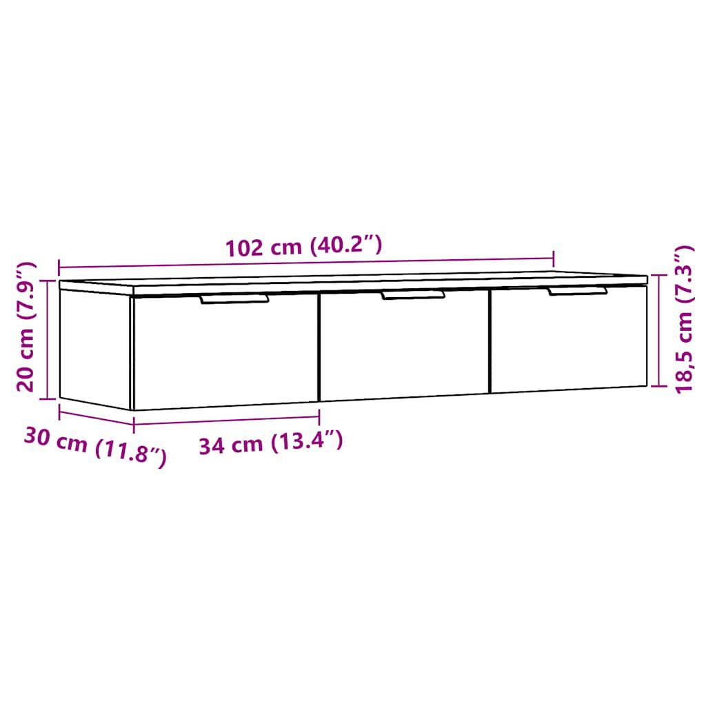 ντουλάπι τοίχου vidaXL Παλιό ξύλο 102x30x20 cm Κατασκευασμένο ξύλο