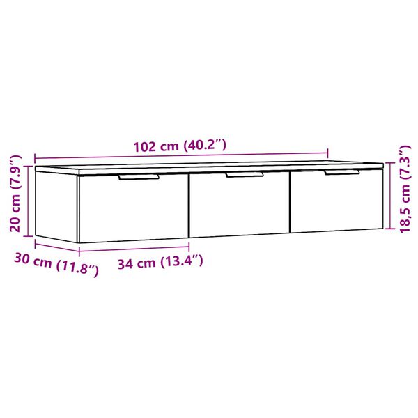 ντουλάπι τοίχου vidaXL Παλιό ξύλο 102x30x20 cm Κατασκευασμένο ξύλο