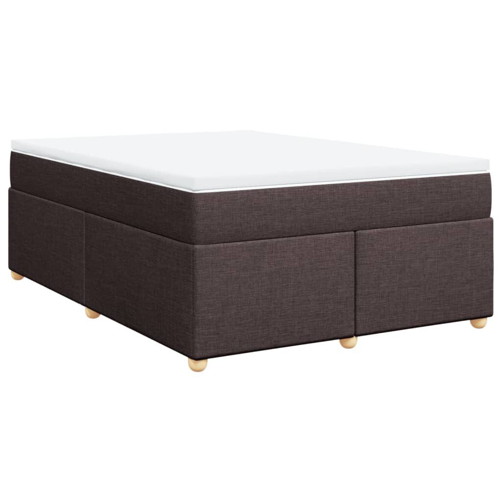 vidaXL Κρεβάτι Boxspring με Στρώμα Σκούρο Καφέ 140x200 εκ Υφασμάτινο