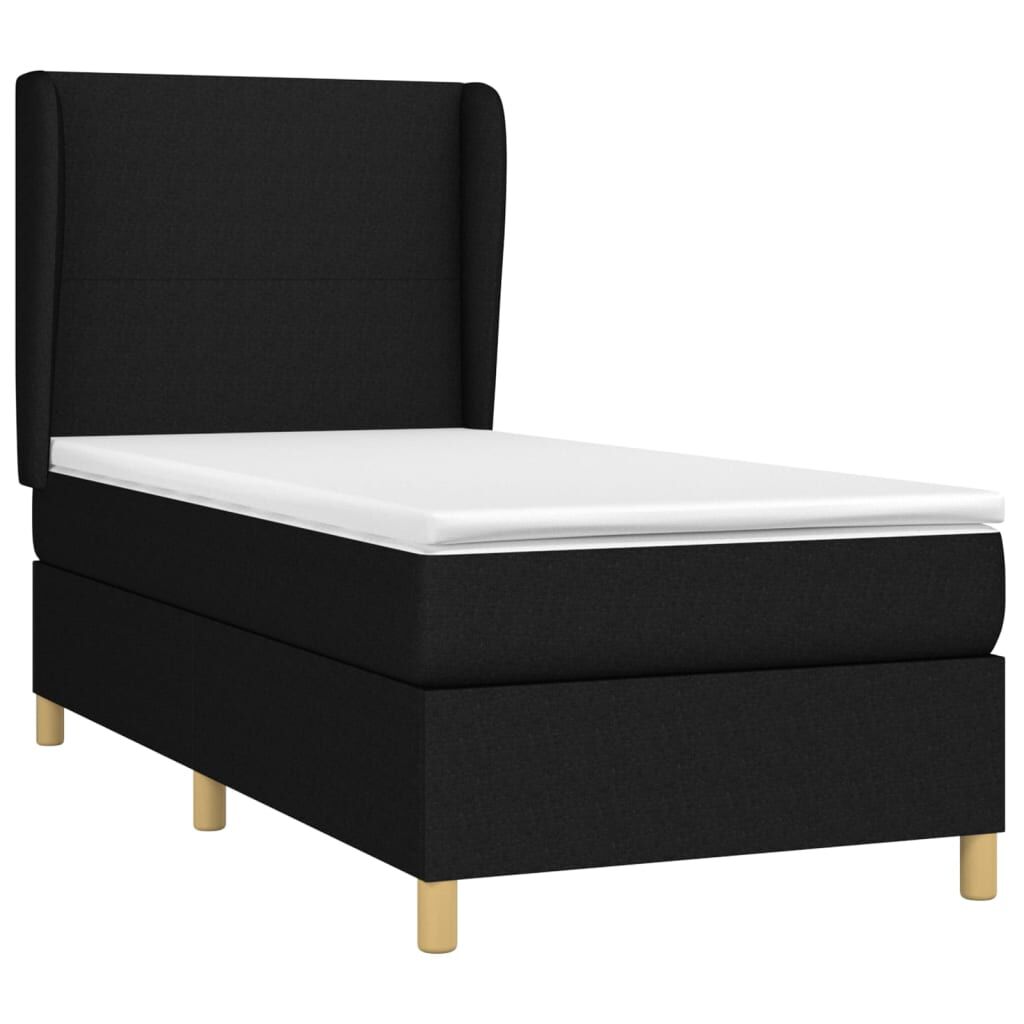 vidaXL Κρεβάτι Boxspring με Στρώμα Μαύρο 80 x 200 εκ. Υφασμάτινο