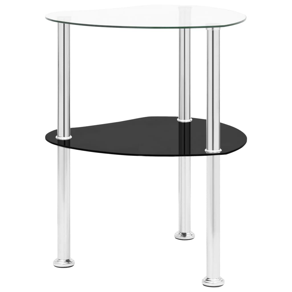 322786 vidaXL Βοηθ. Τραπέζι 2 Επ. Διαφ. & Μαύρο 38x38x50 εκ Ψημ. Γυαλί