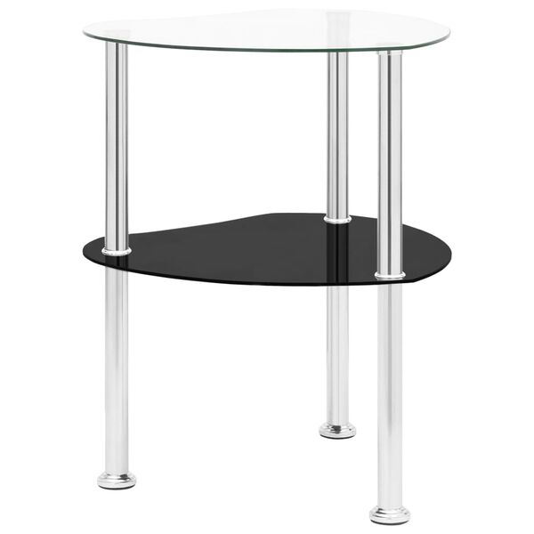 322786 vidaXL Βοηθ. Τραπέζι 2 Επ. Διαφ. & Μαύρο 38x38x50 εκ Ψημ. Γυαλί