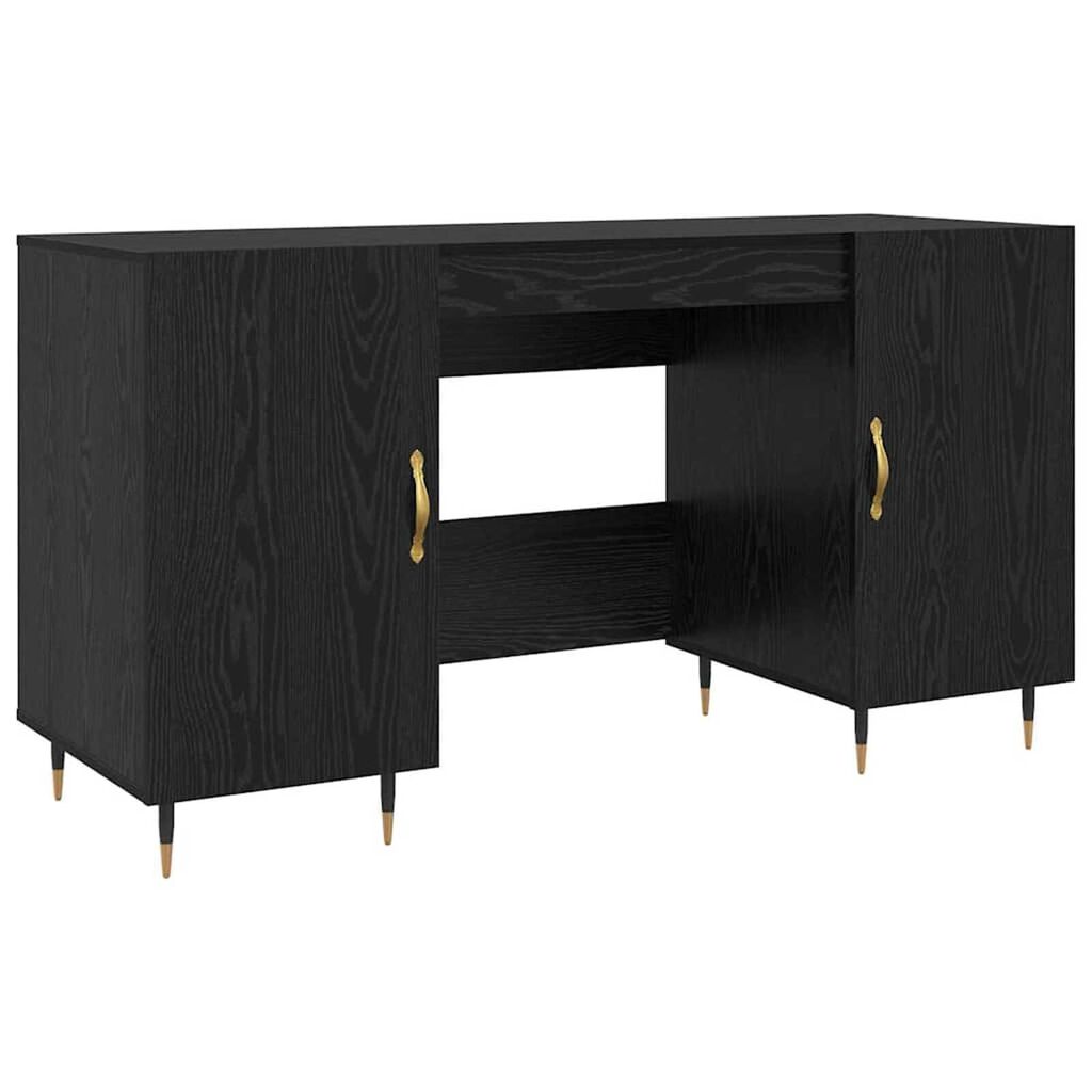 vidaXL Γραφείο με ράφι Μαύρη δρυς 140 x 50 x 75 εκ. Επεξεργασμένο ξύλο