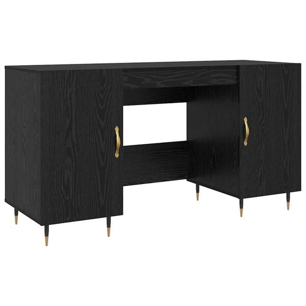 vidaXL Γραφείο με ράφι Μαύρη δρυς 140 x 50 x 75 εκ. Επεξεργασμένο ξύλο