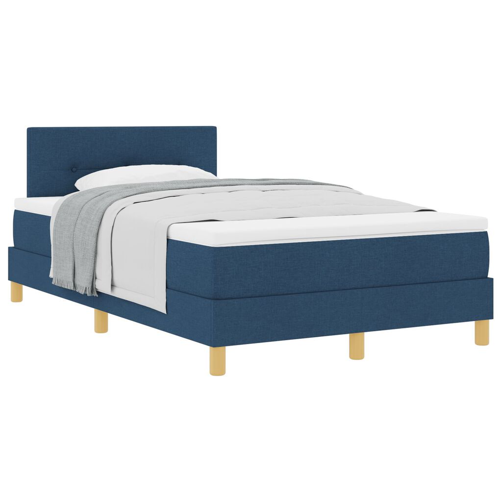 vidaXL Κρεβάτι Box Spring με Στρώμα Μπλε 120x200 εκ Ύφασμα