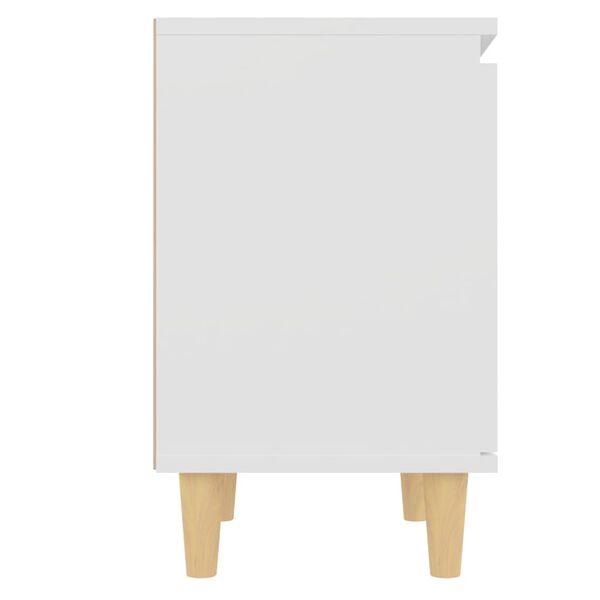 vidaXL Κομοδίνo Λευκό 40 x 30 x 50 εκ. με Μασίφ Ξύλινα Πόδια
