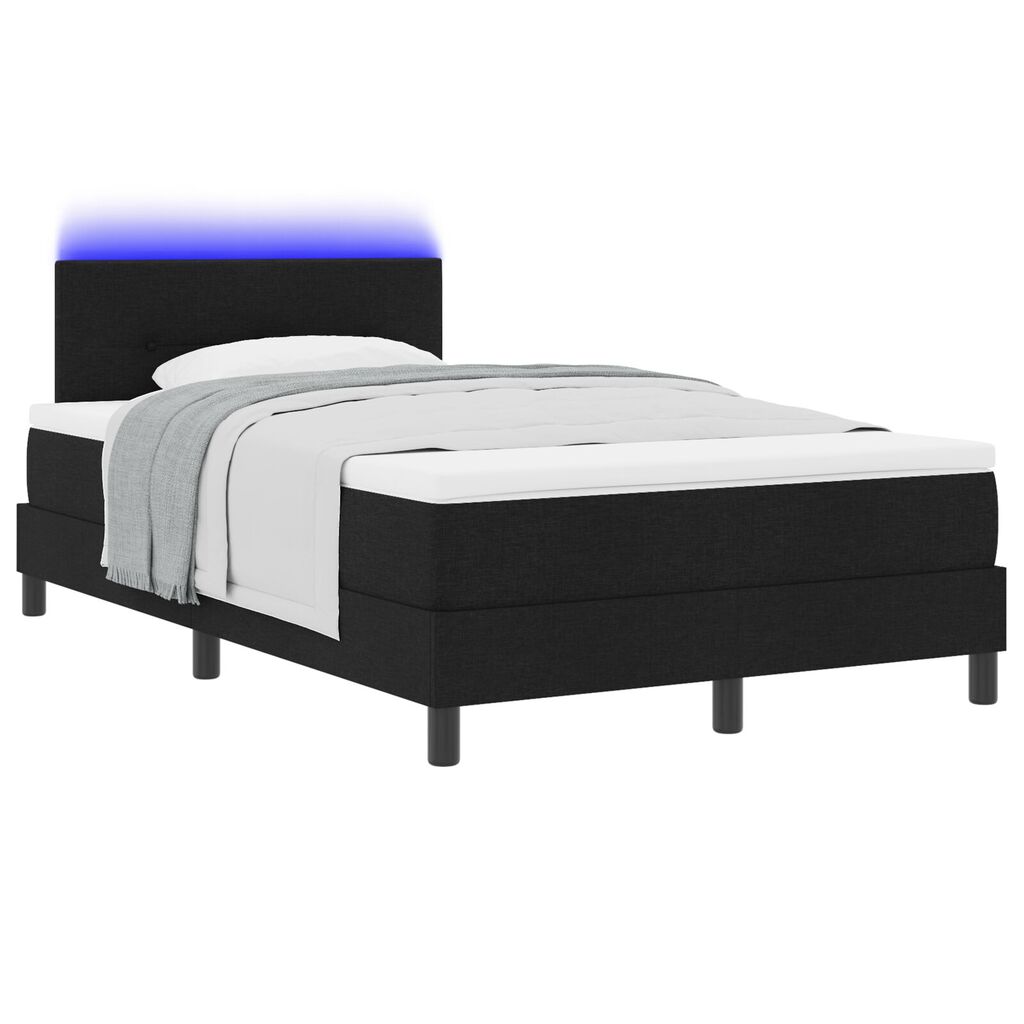 vidaXL κρεβάτι Box Spring με στρώμα & LED μαύρο 120x200 εκ. ύφασμα