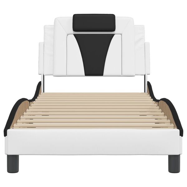 vidaXL Σκελετός Κρεβατιού Viana Χωρίς Στρώμα Λευκό/Μαύρο 90x200εκ. Συνθ. Δέρμα