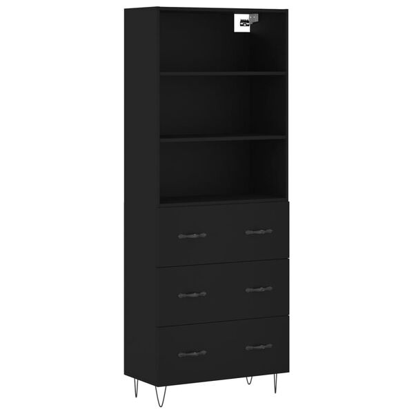 vidaXL Ντουλάπι Μαύρο 69,5x34x180 εκ. από Επεξεργασμένο Ξύλο