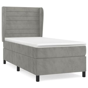 vidaXL Κρεβάτι Boxspring με Στρώμα Ανοιχτό Γκρι 80x200 εκ. Βελούδινο