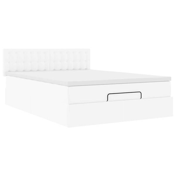 vidaXL Οθωμανικό κρεβάτι με στρώμα Λευκό 140x200cm Faux Leather