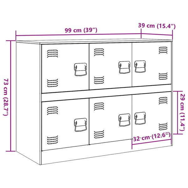 vidaXL Μπουφές Λευκός 99x39x73 εκ. από Ατσάλι
