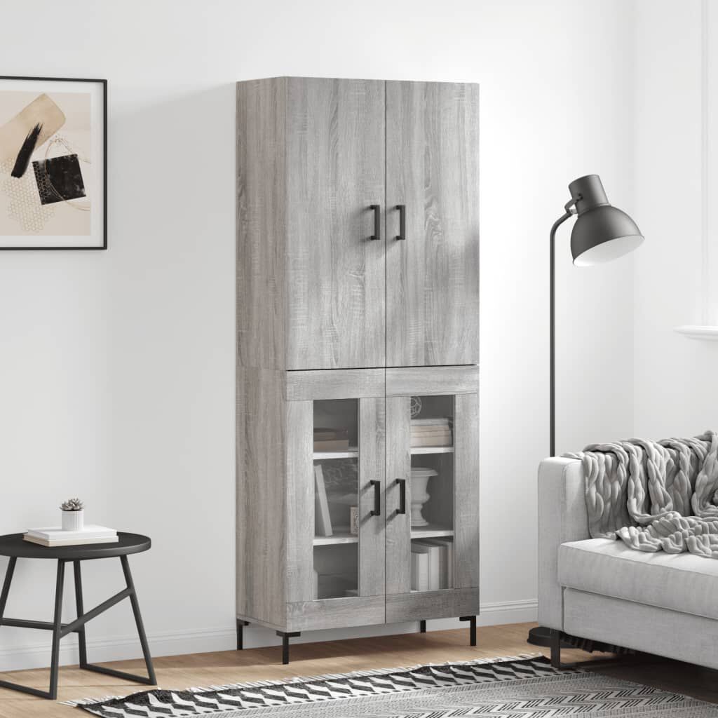 vidaXL Ντουλάπι Γκρι Sonoma 69,5 x 34 x 180 εκ. Επεξεργασμένο Ξύλο