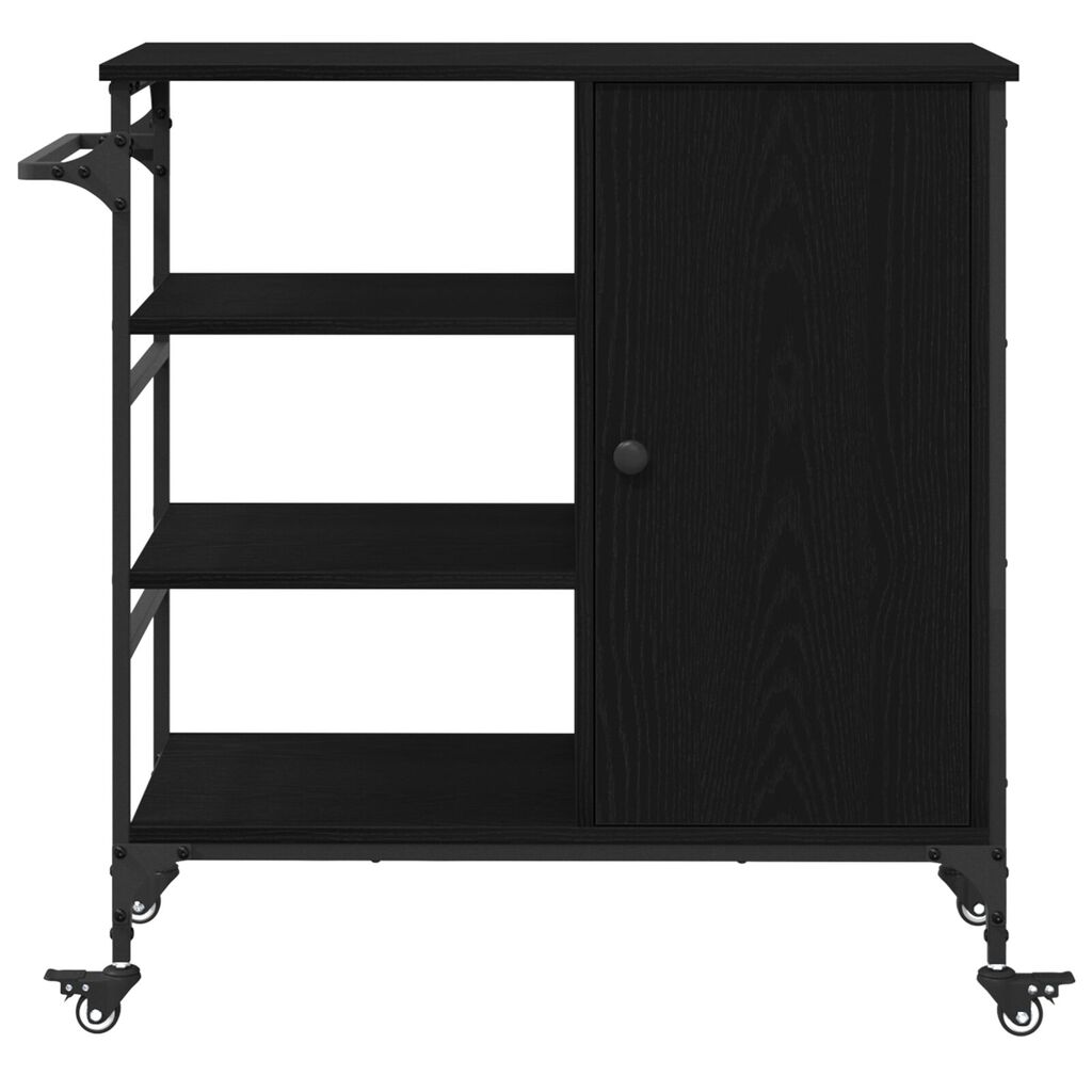 vidaXL Τρενάκι Κουζίνας Μαύρο Δρυς 87.5x38.5x84.5 cm Επεξεργασμένο Ξύλο