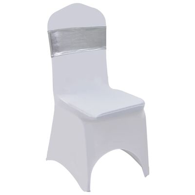 vidaXL Κορδέλα Καρέκλας Ελαστική 25 τεμ. Ασημί με Διαμαντένια Αγκράφα