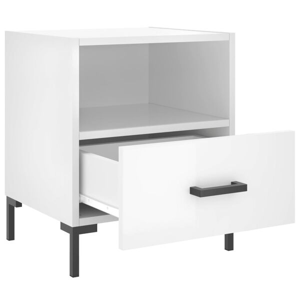 vidaXL Κομοδίνα 2 τεμ. Γυαλ. Λευκό 40x35x47,5 εκ. Επεξεργασμένο Ξύλο