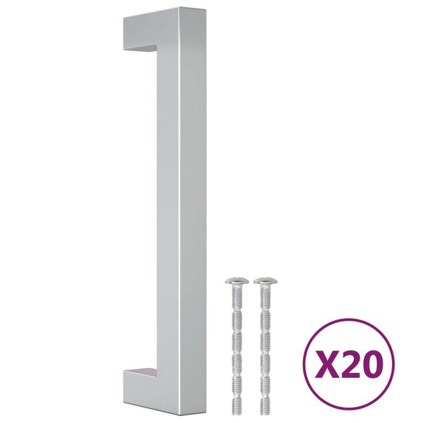 vidaXL Λαβές Ντουλαπιών 20 τεμ. Ασημί 128 χιλ. από Ανοξείδωτο Ατσάλι