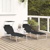 vidaXL Ξαπλώστρα 2-πρόσωπο 2 pcs Μαύρο 58 x 188 x 77 εκ. ύφασμα