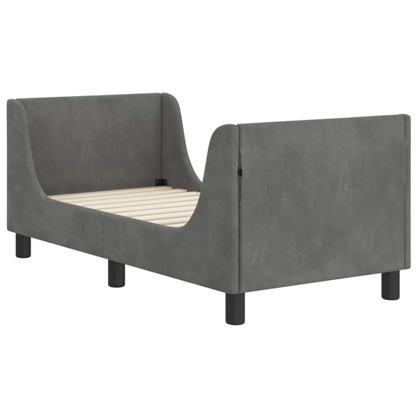 vidaXL Κρεβατική βάση για παιδιά με προσκέφαλο Σκούρο Γκρι 70 x 140 cm