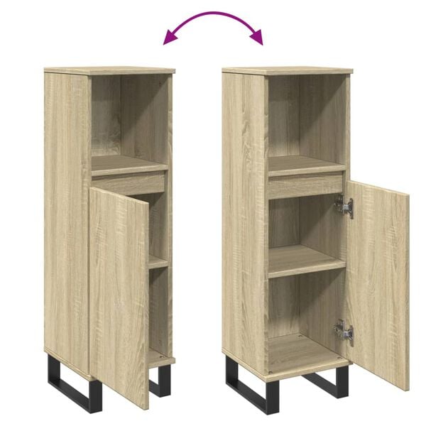 vidaXL Ντουλάπι Μπάνιου Sonoma Δρυς 30x30x100 εκ. Επεξεργασμένο Ξύλο