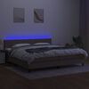 vidaXL &Kappa;&rho;&epsilon;&beta;ά&tau;&iota; Boxspring &mu;&epsilon; &Sigma;&tau;&rho;ώ&mu;&alpha; & LED Taupe 200x200 &epsilon;&kappa;. &Upsilon;&phi;&alpha;&sigma;&mu;ά&tau;&iota;&nu;&omicron;