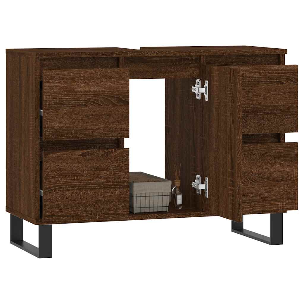 vidaXL Ντουλάπι Μπάνιου Καφέ Δρυς 80 x 33 x 60 εκ. Επεξεργασμένο Ξύλο