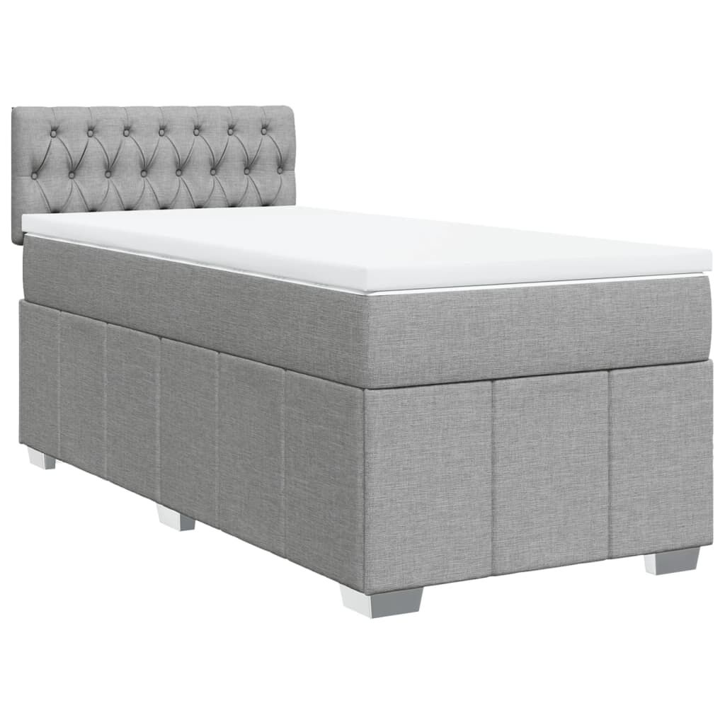 vidaXL Κρεβάτι Boxspring με Στρώμα Ανοιχτό Γκρι 80x200 εκ. Υφασμάτινο