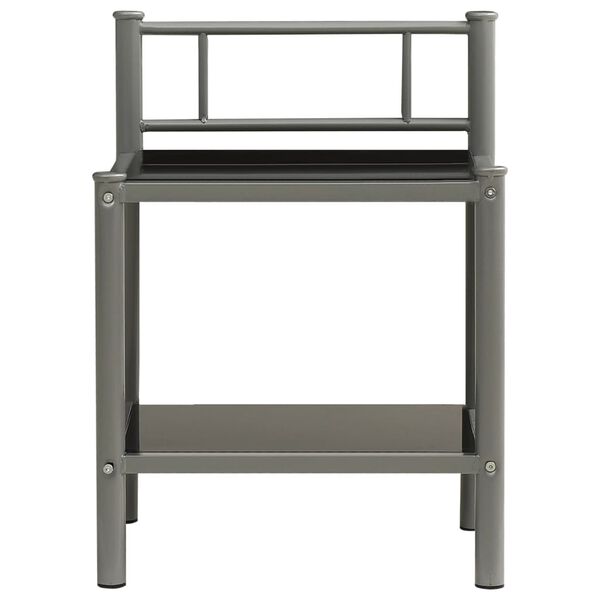 vidaXL Κομοδίνο Γκρι / Μαύρο 45 x 34,5 x 60,5 εκ. από Μέταλλο & Γυαλί
