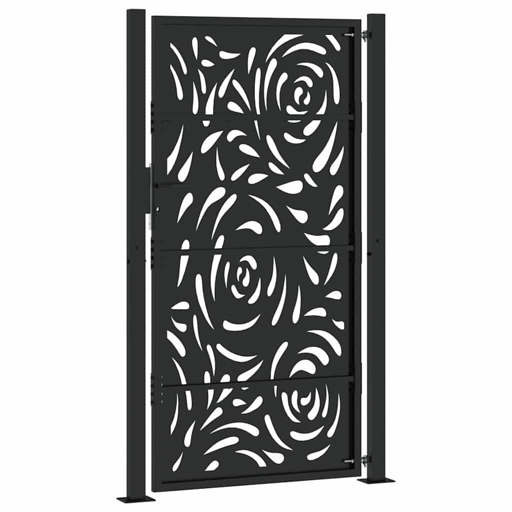 vidaXL Πύλη κήπου Μαύρη 105x180 cm Ατσάλινη φλόγα σχεδιασμού