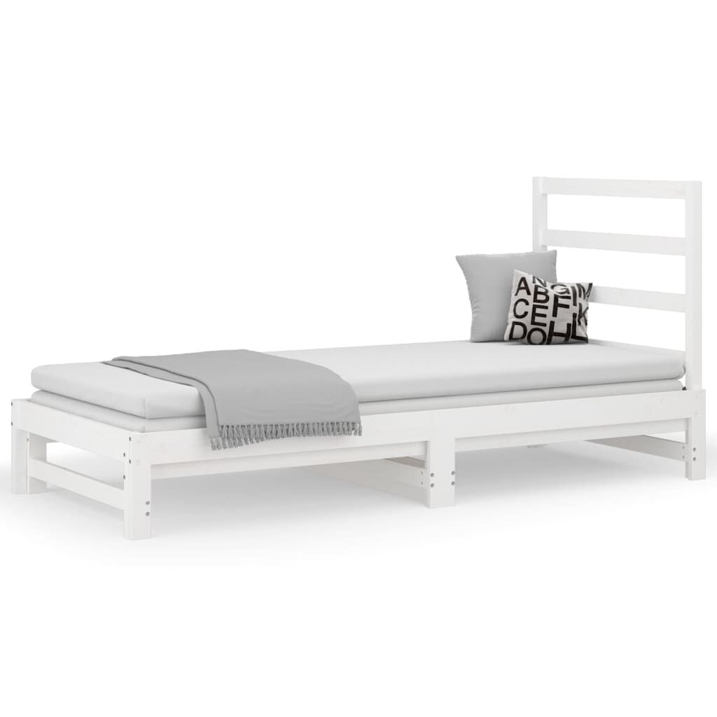 vidaXL Καναπές Κρεβάτι Συρόμενος Λευκός 2x(90x190) εκ. από Μασίφ Πεύκο