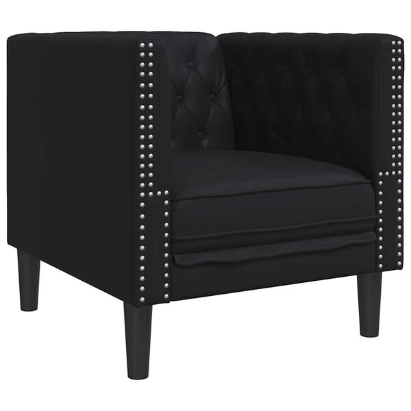 vidaXL Πολυθρόνα Τσέστερφιλντ Μαύρο 71 x 74.5 x 70.5 εκ. Τεχνητό δέρμα