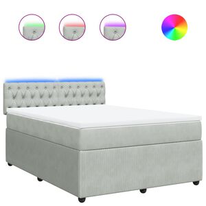 vidaXL Κρεβάτι Boxspring με Στρώμα Ανοιχτό Γκρι 140x190 εκ. Βελούδινο