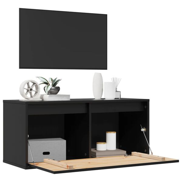 vidaXL Ντουλάπι Τοίχου Μαύρο 80 x 30 x 35 εκ. από Μασίφ Ξύλο Πεύκου