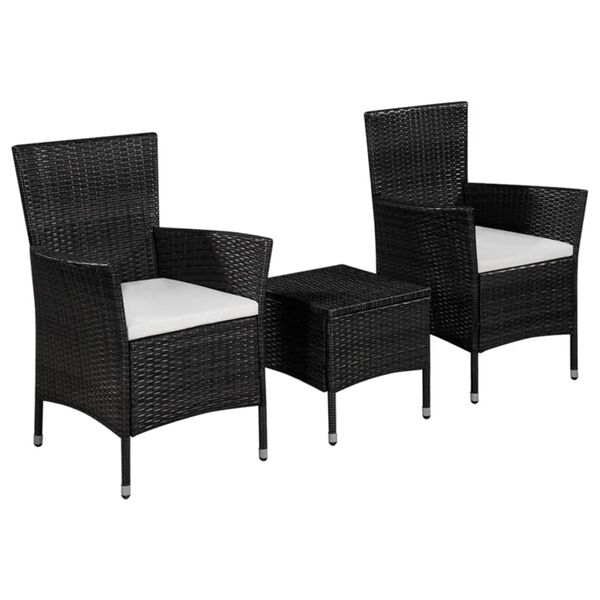 vidaXL Σετ Επίπλων Bistro 3 Τεμαχίων Μαύρο από Συνθετικό Ρατάν