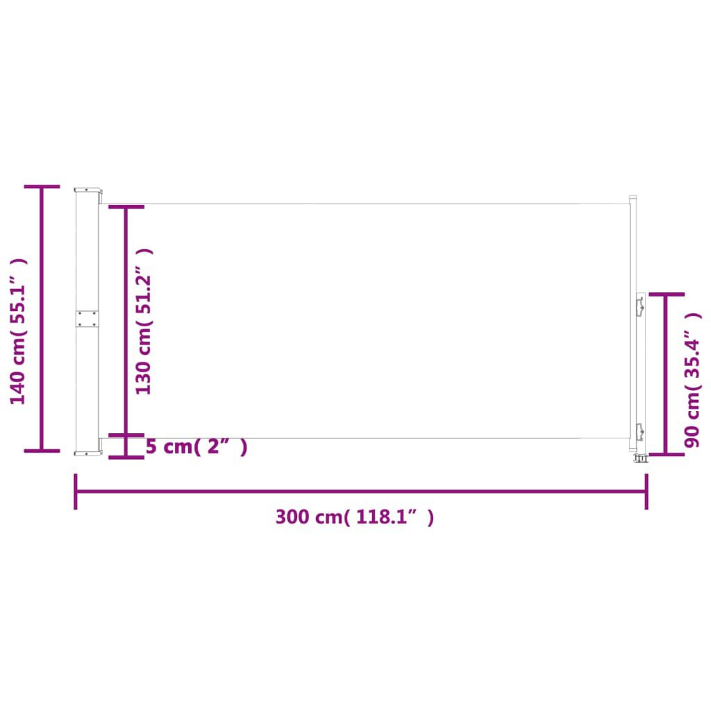 vidaXL Σκίαστρο Πλαϊνό Συρόμενο Βεράντας Γκρι 140 x 300 εκ.