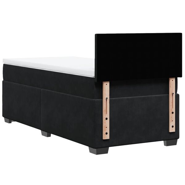 vidaXL Κρεβάτι Boxspring με Στρώμα Μαύρο 80 x 200 εκ. Βελούδινο