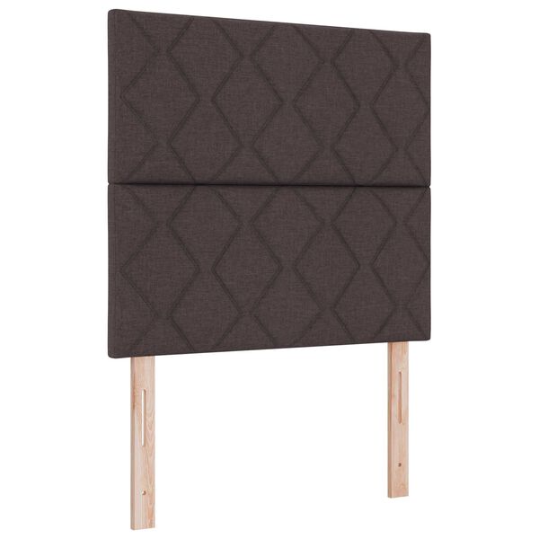 vidaXL Κρεβάτι Box Spring με Στρώμα & LED Σκούρο Καφέ 100x200 cm Ύφασμα